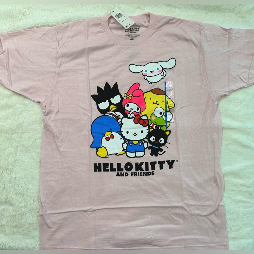 Hello Kitty and Friends by Sanrio Graphic T-Shirt Size L Pink NEW